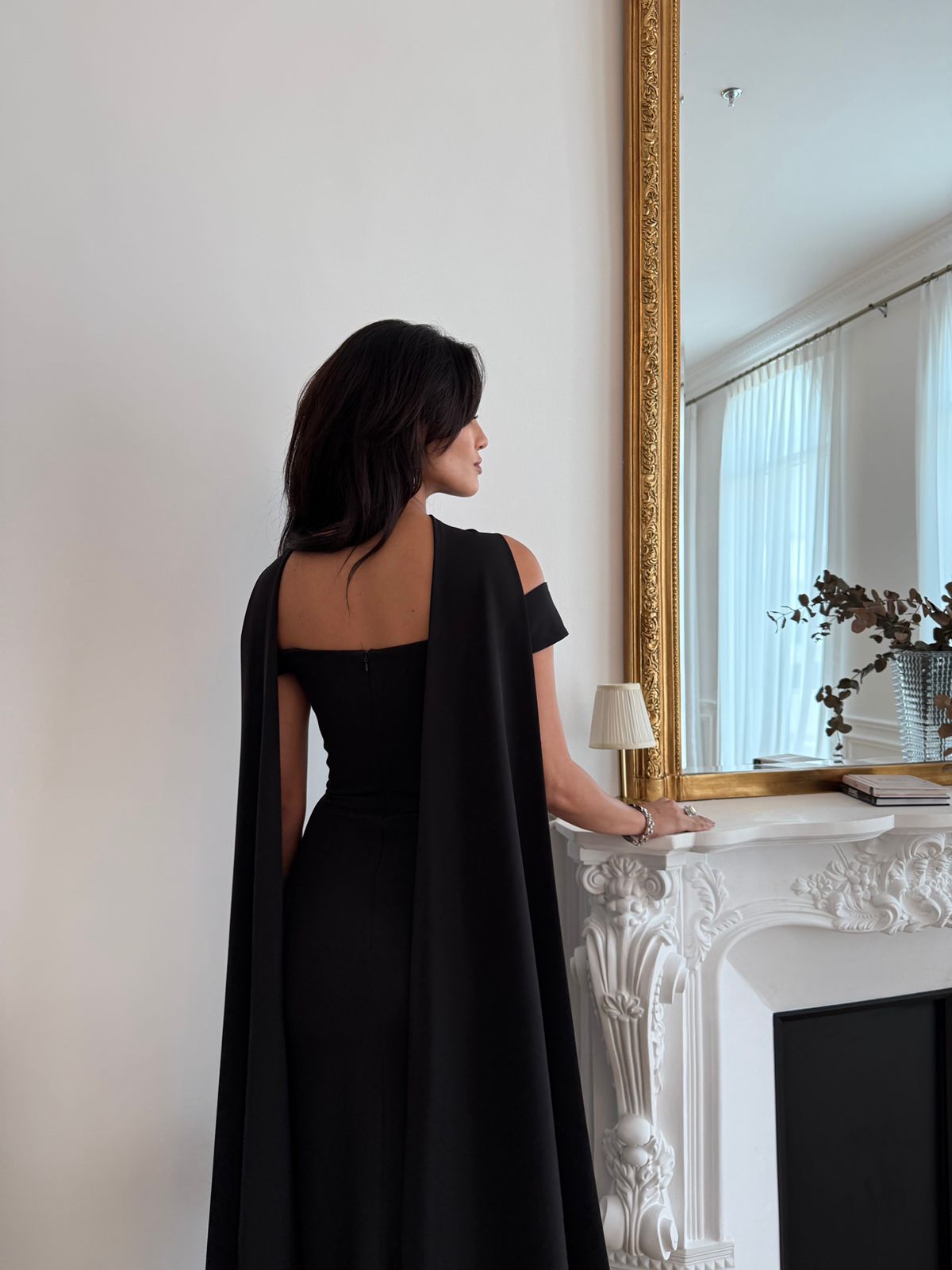 Black Shawl Dress