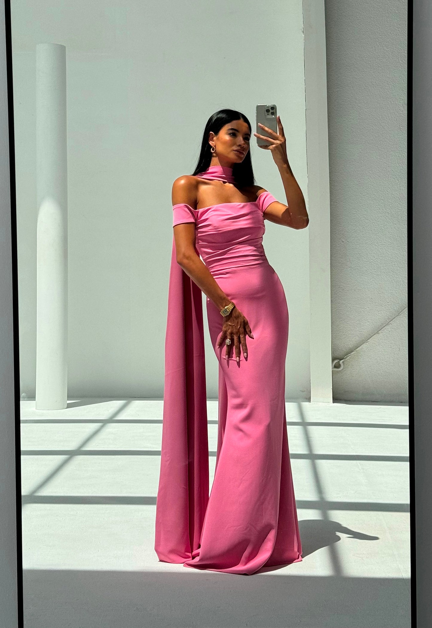 Pink Shawl Dress - EDS024