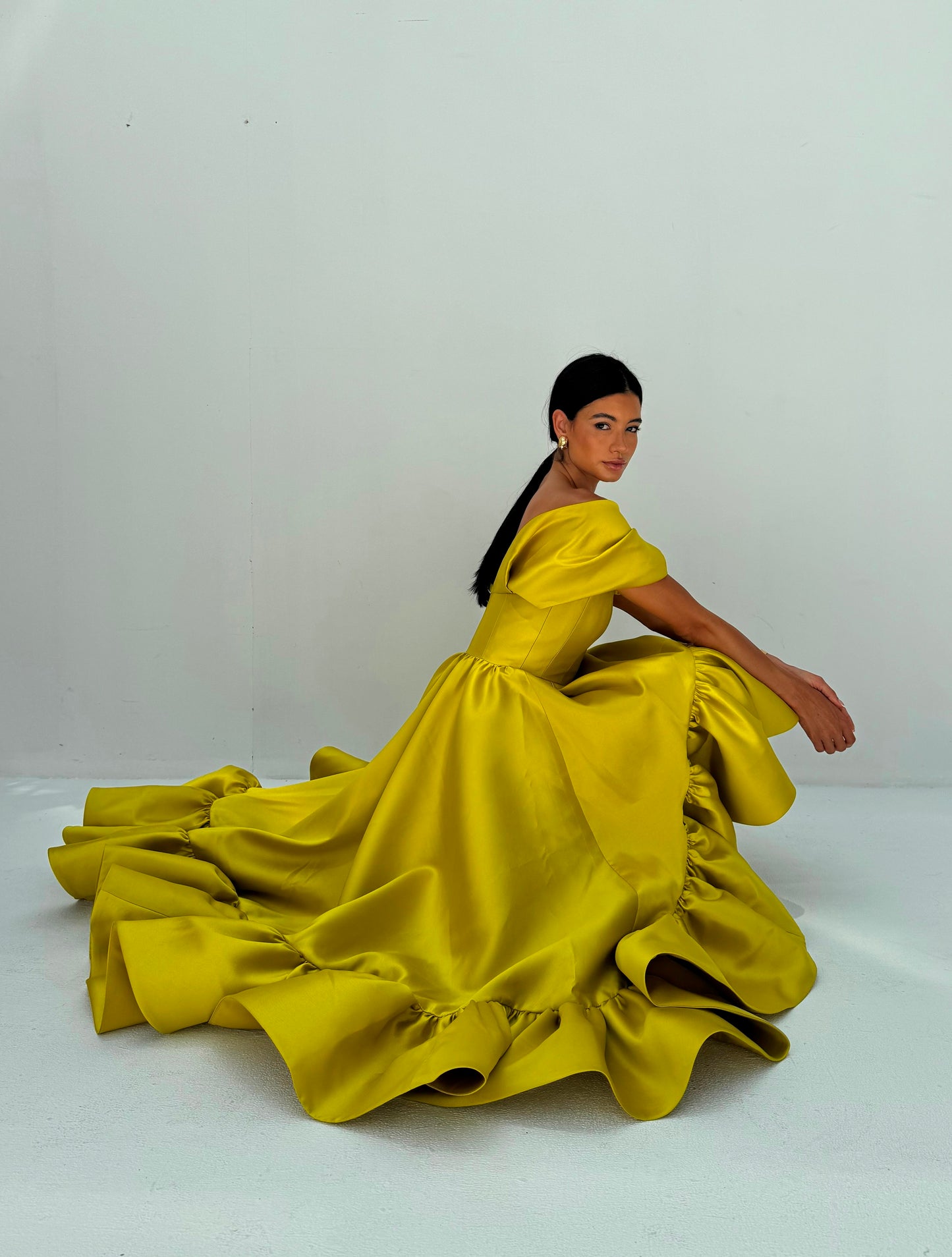 Yellow Off Shoulder Dress - EDS020B