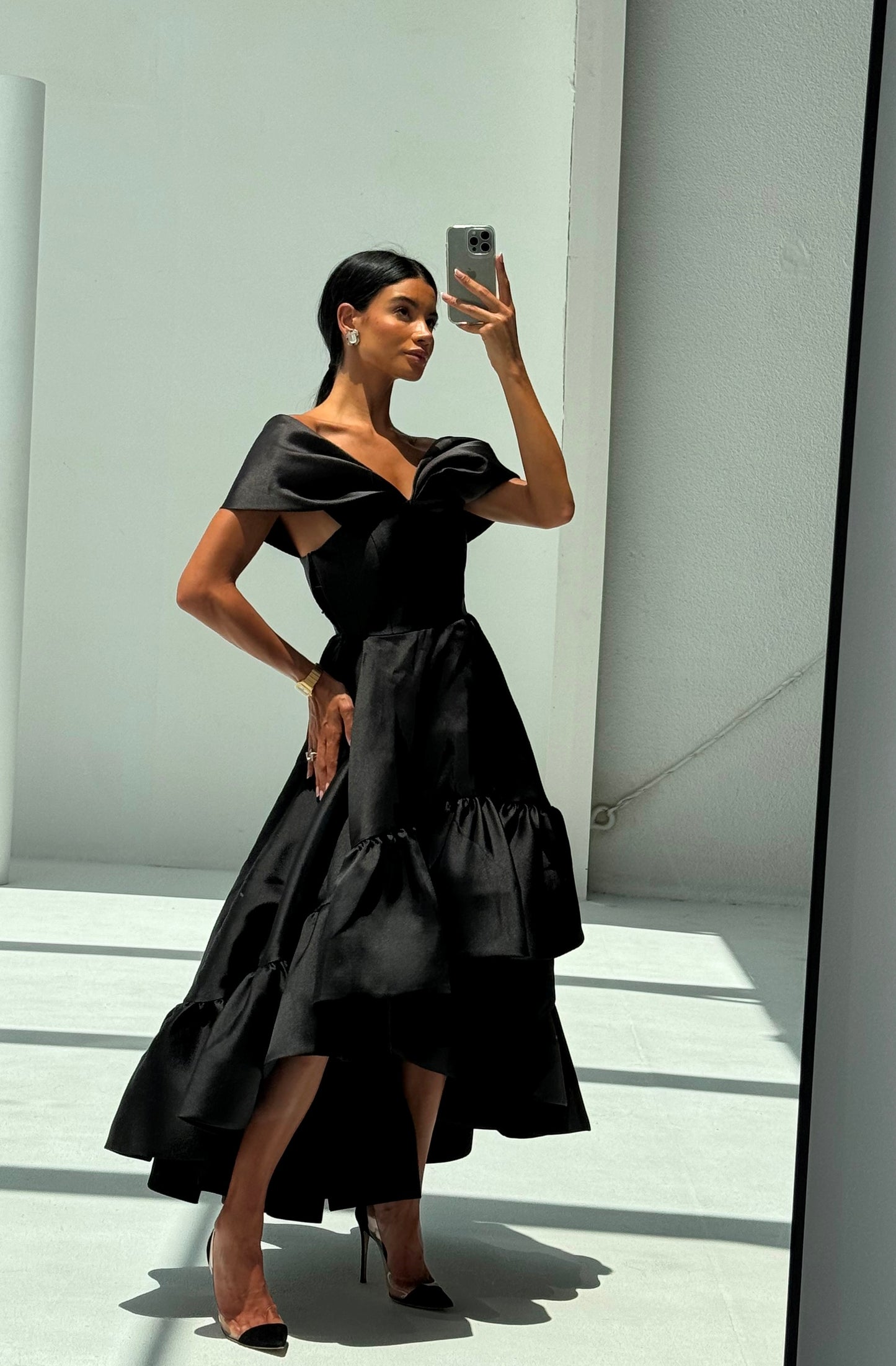 Black Off Shoulder Dress - EDS020A