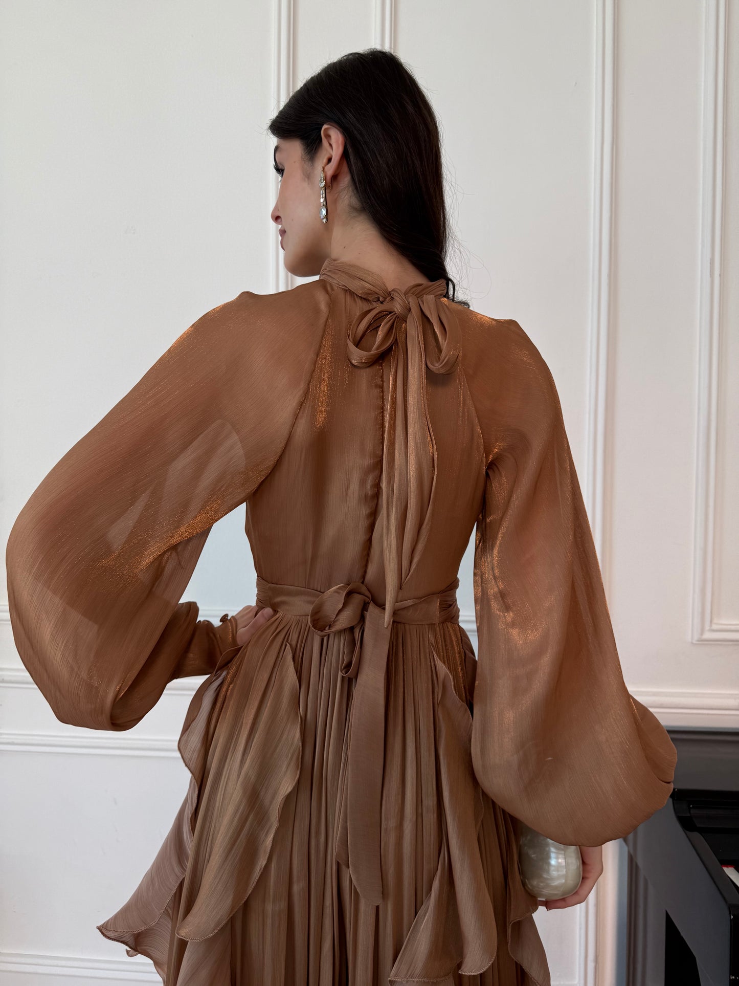 Rosette Dress - Gold