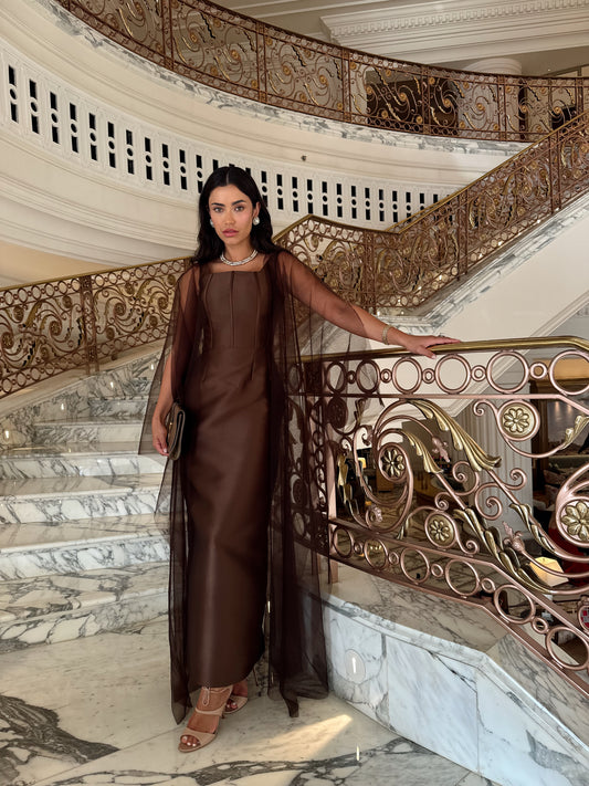 Brown Corset dress w/ Abaya