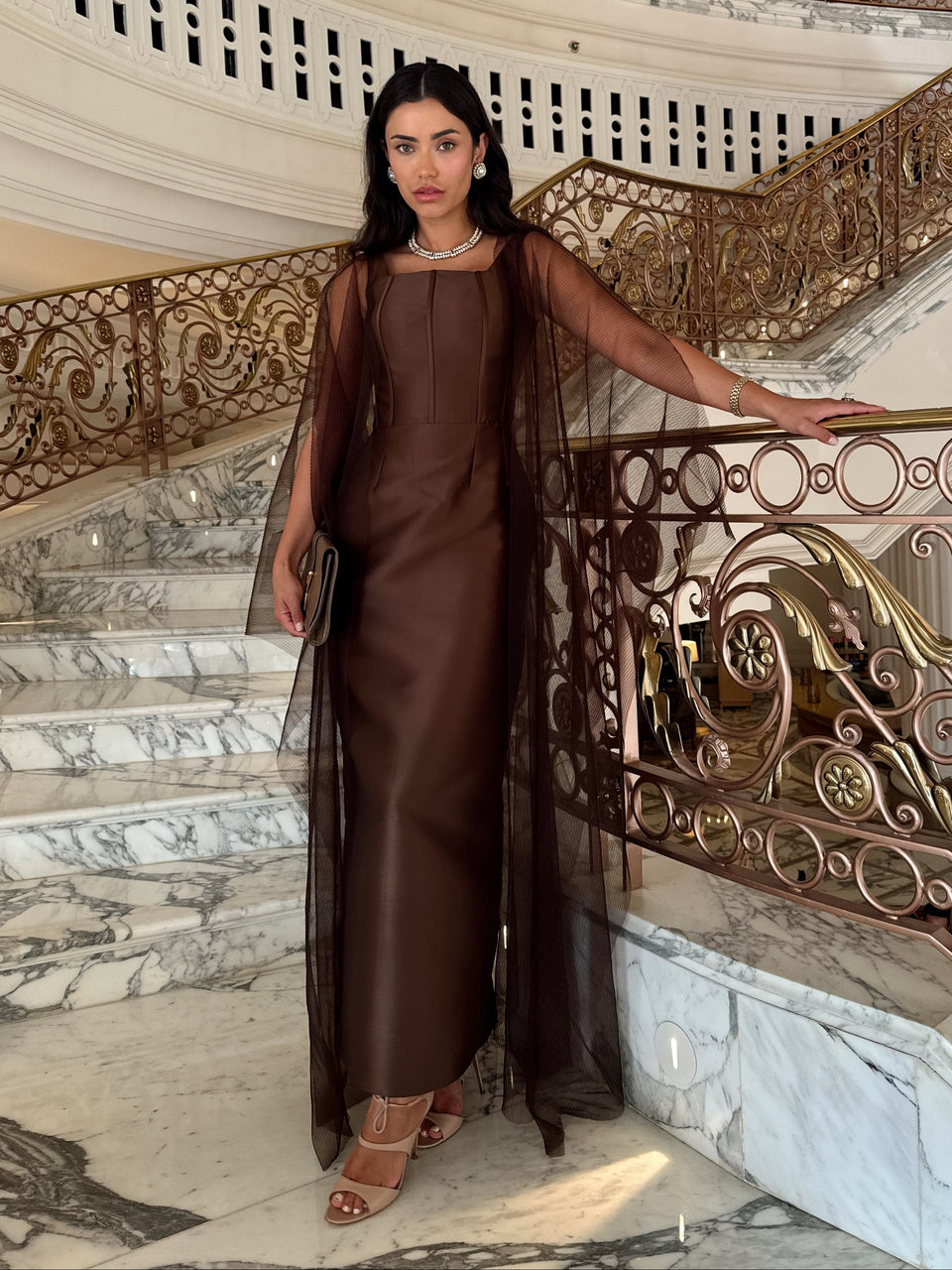 Brown Corset dress w/ Abaya