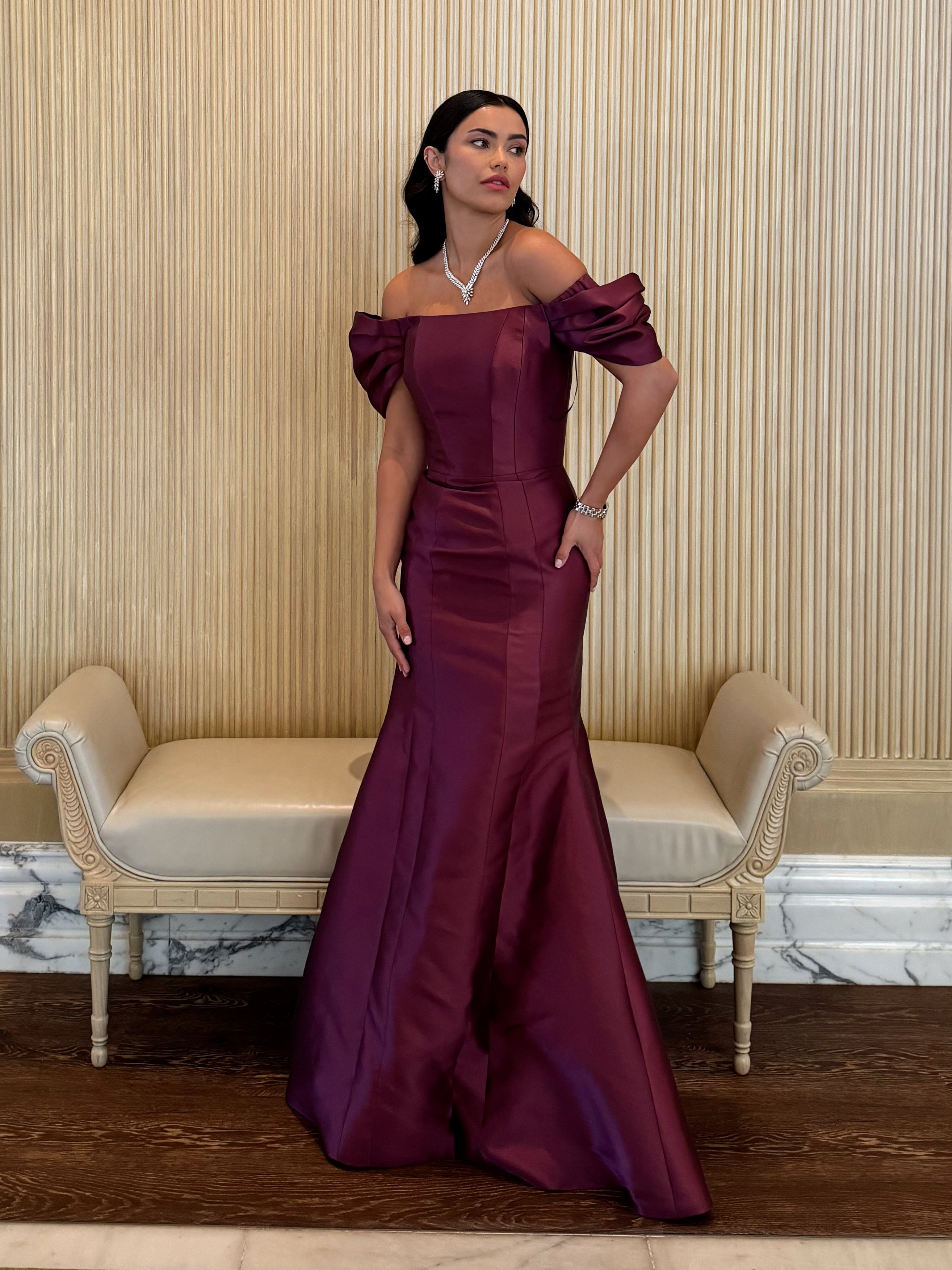 Burgundy hour glass dress