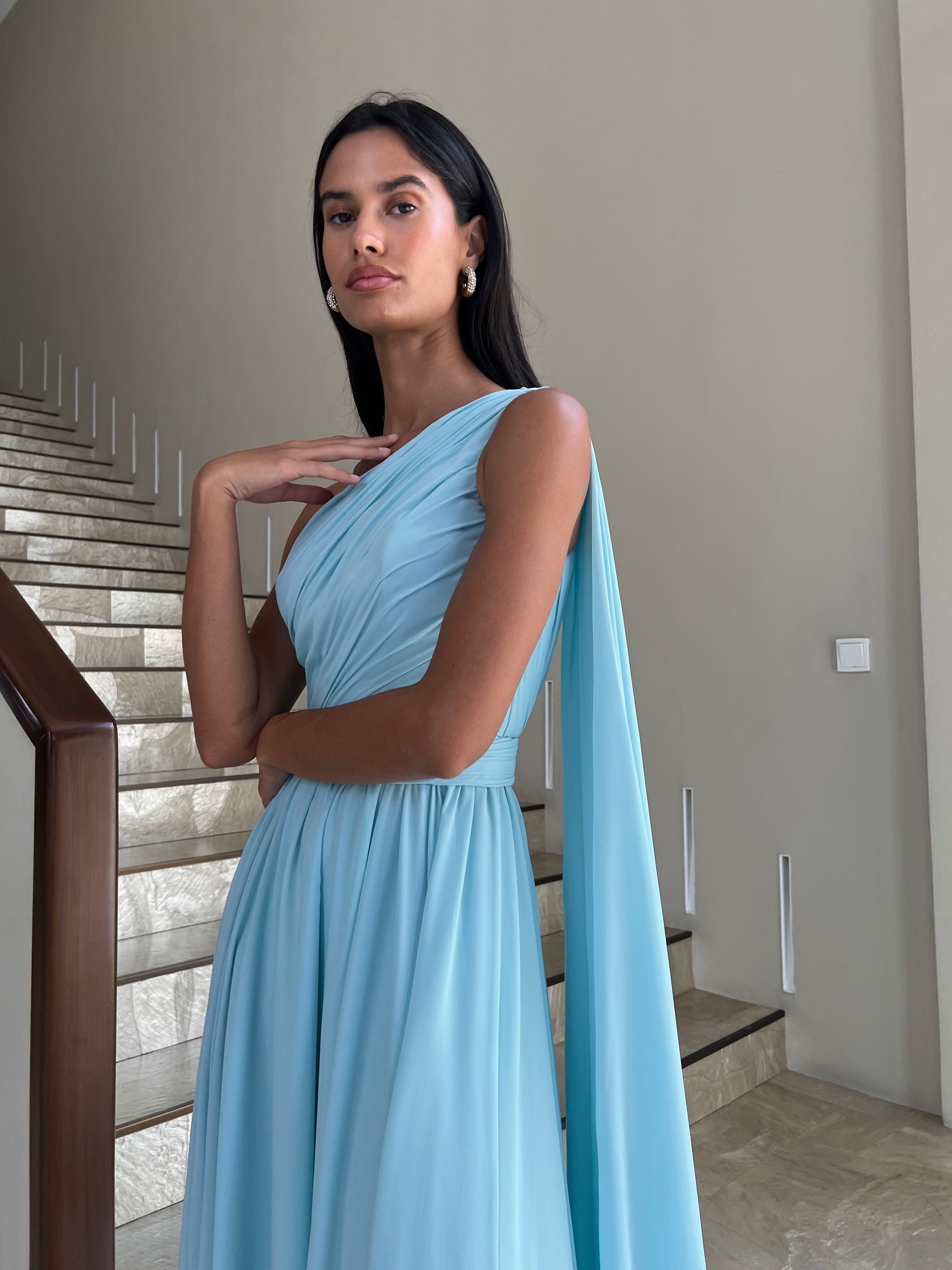 Pleated Chiffon Dress