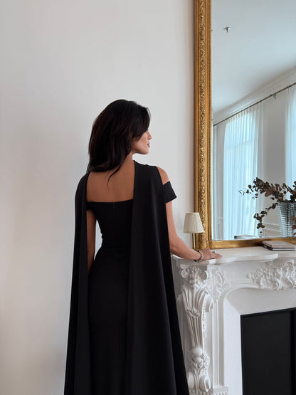 Black Shawl Dress