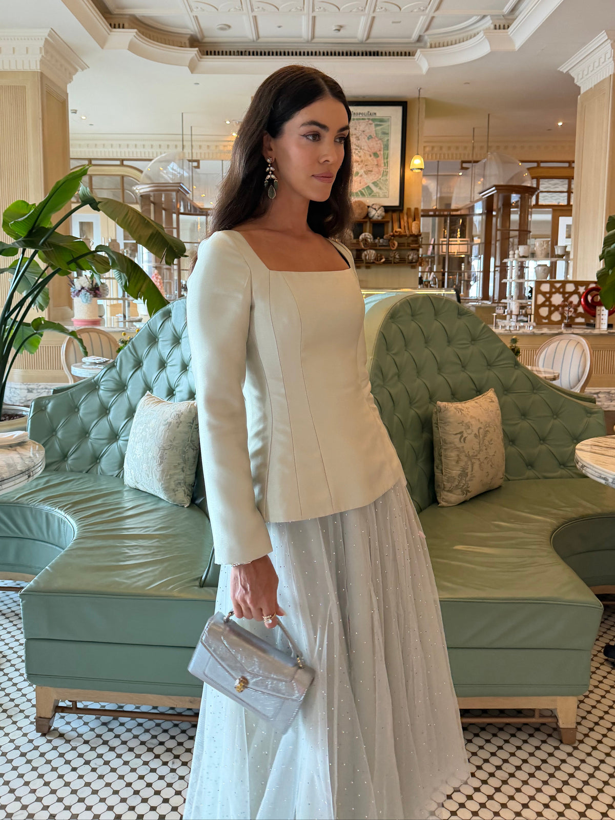 Corset Jacket & Crystal Tulle Skirt Set- Mint
