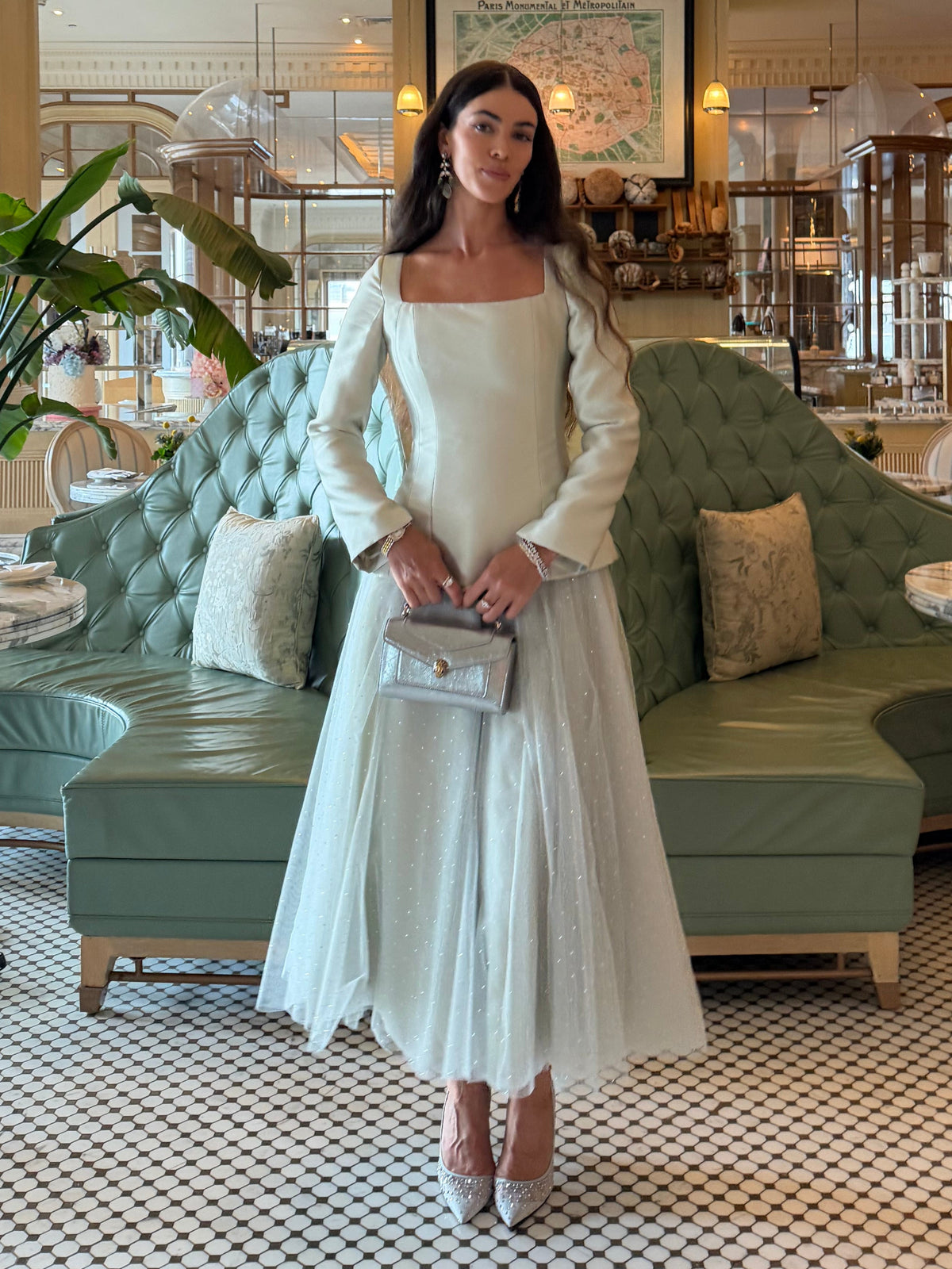 Corset Jacket & Crystal Tulle Skirt Set- Mint