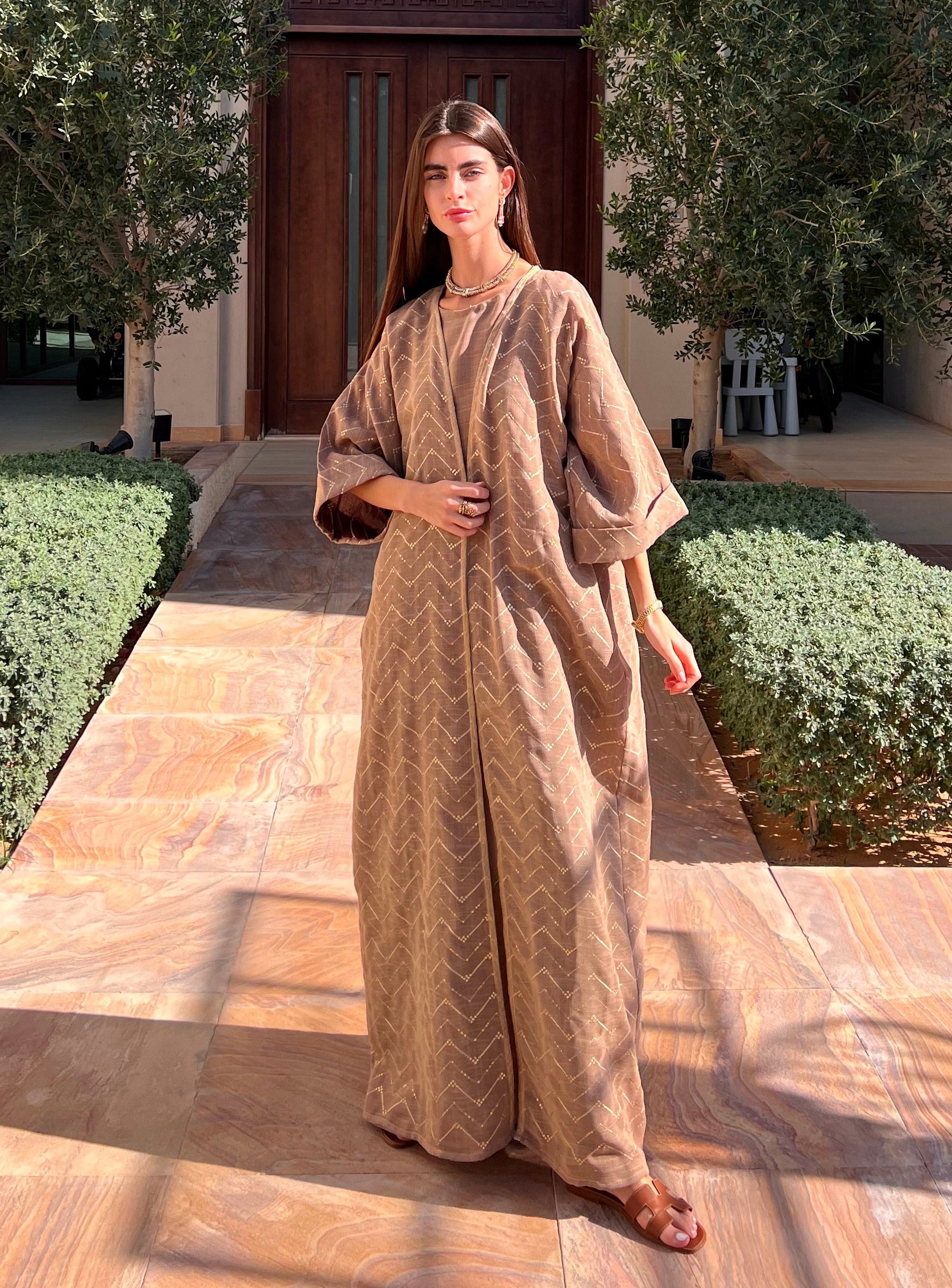 Rajah Kaftan Set - Brown