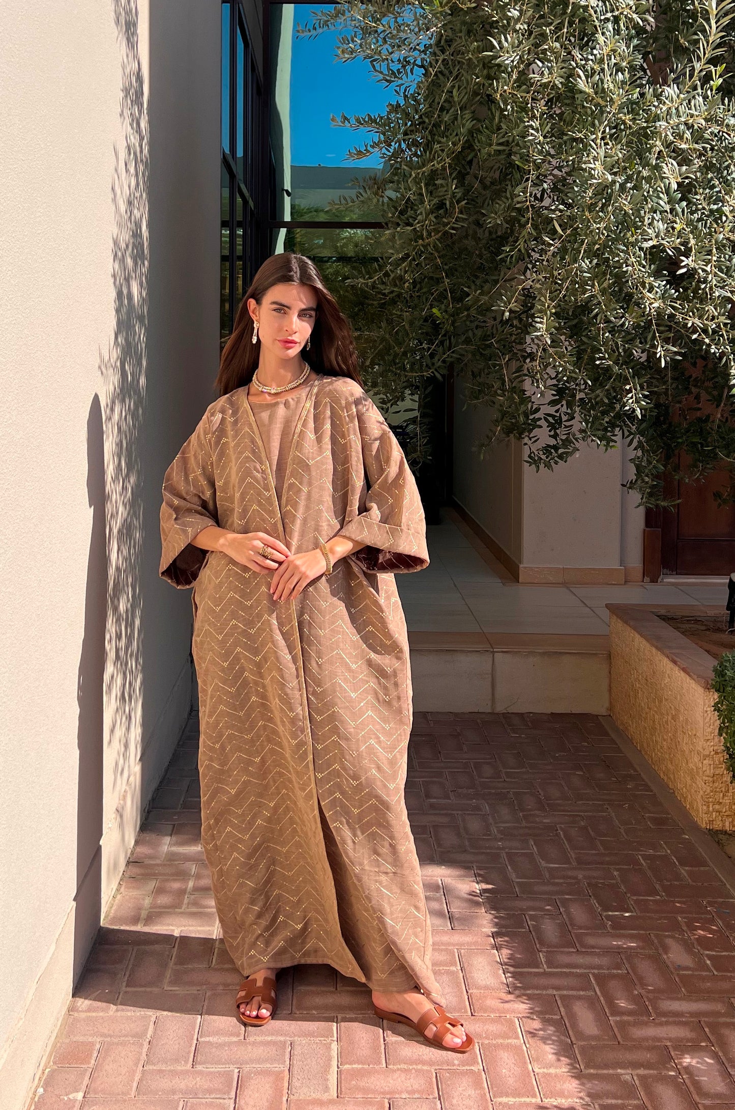 Rajah Kaftan Set - Brown