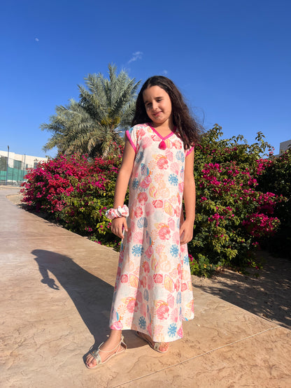 Pink Seashell Kaftan - Kids