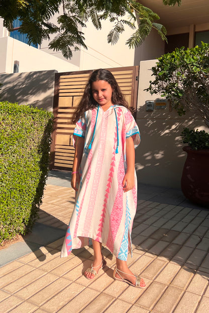 Blue + Pink Striped Kaftan - Kids