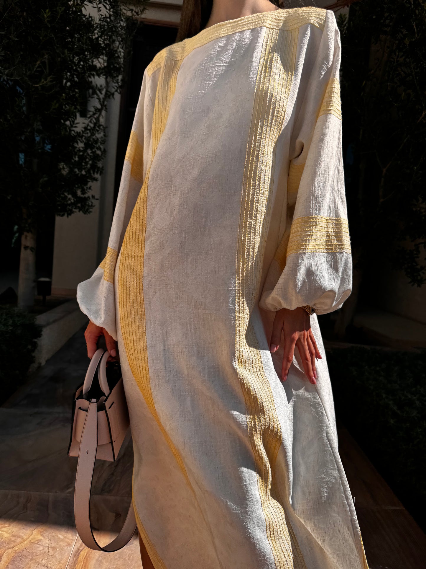 Yellow Striped Kaftan