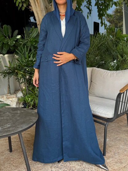 Linen Abaya - Navy