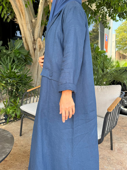 Linen Abaya - Navy