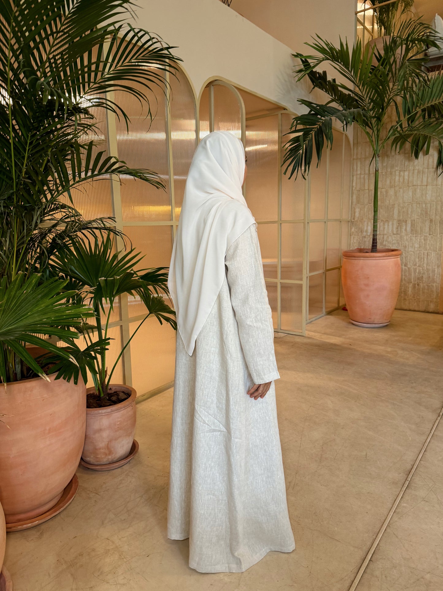 Linen Abaya - Beige