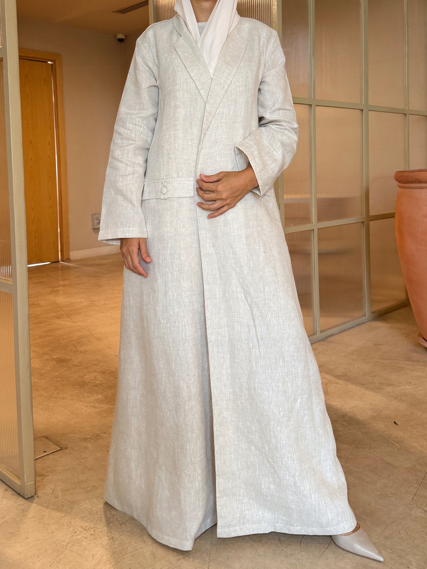 Linen Abaya - Beige