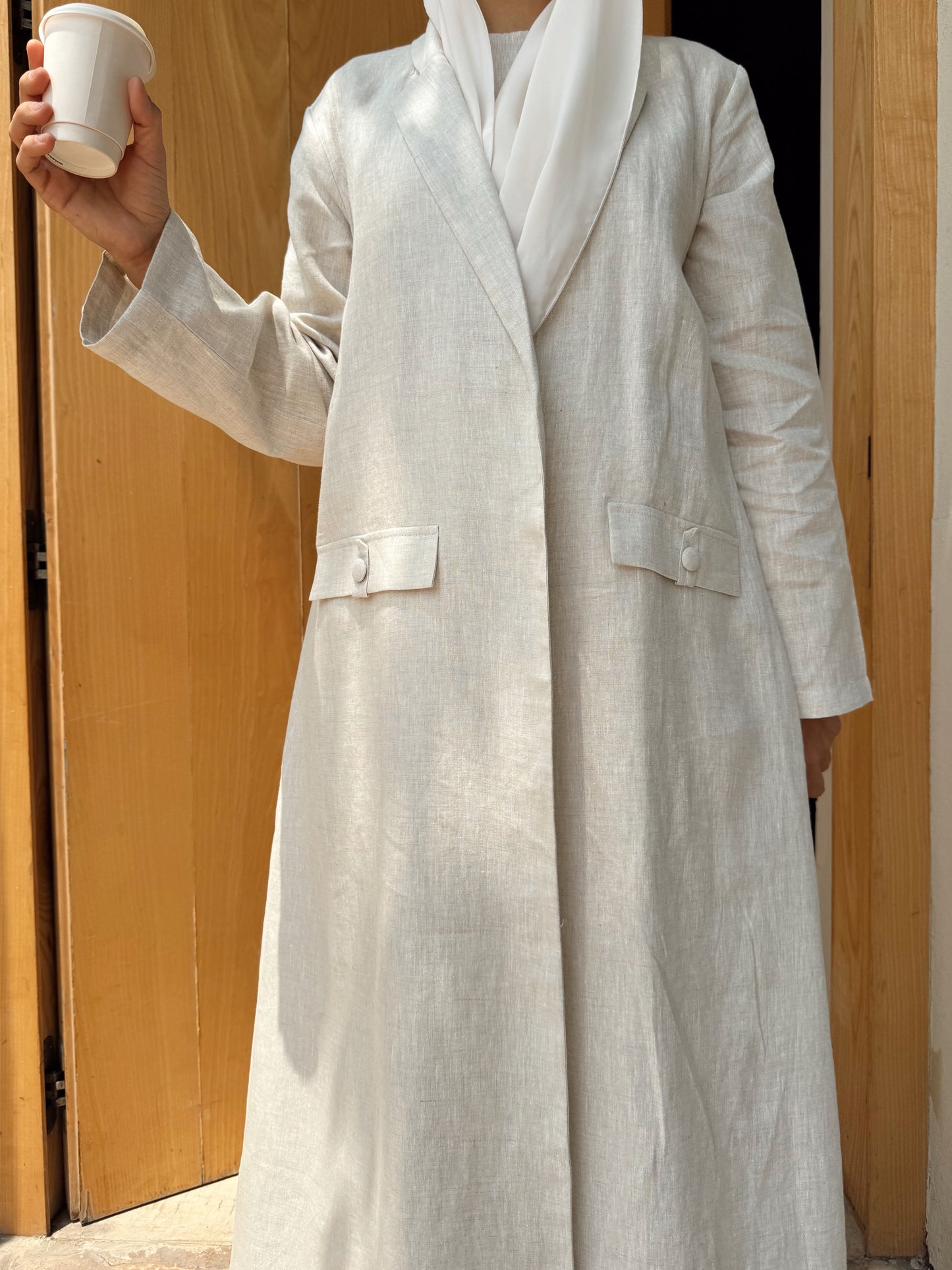 Linen Abaya - Beige