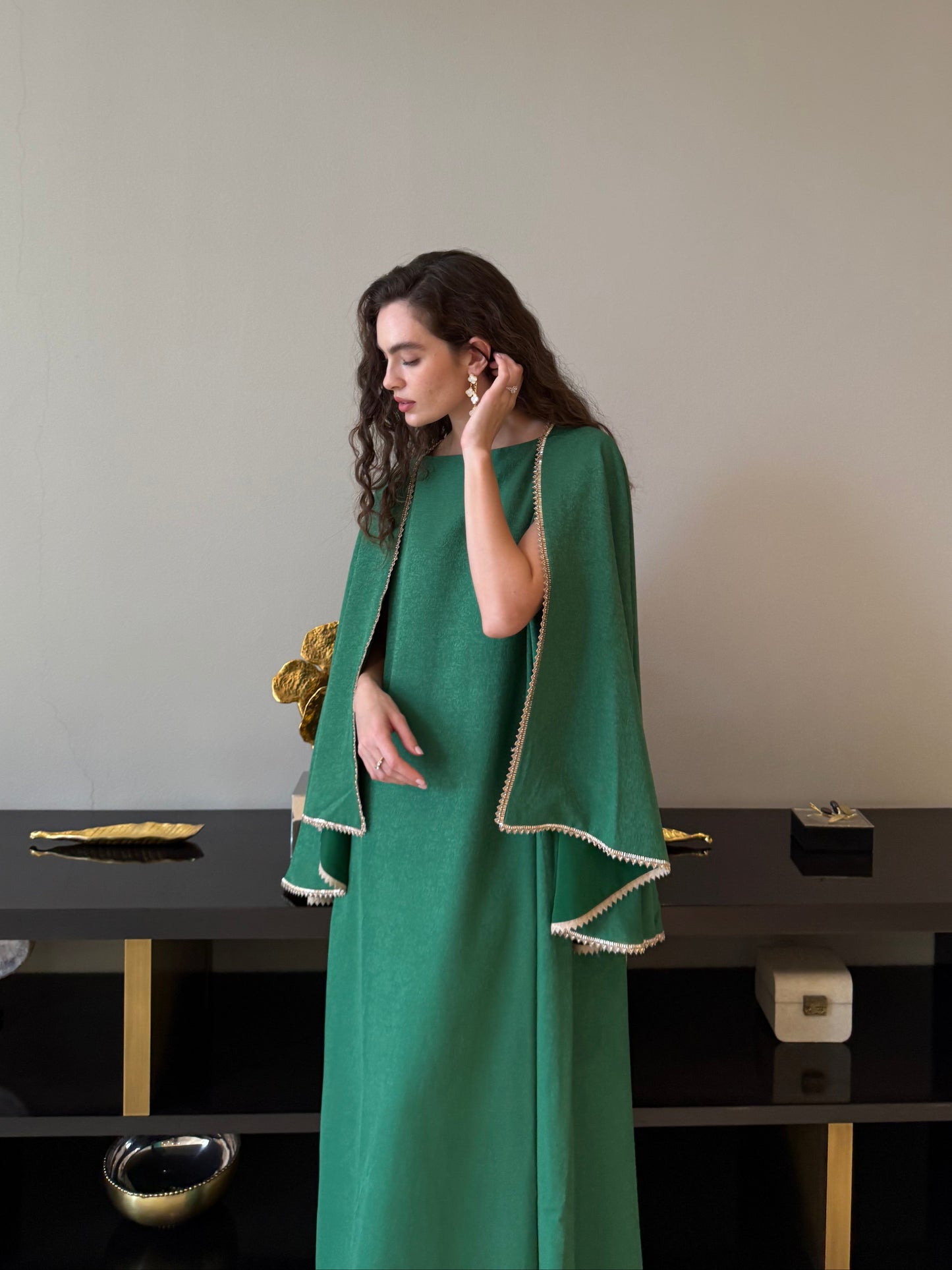 Ascia Cape Kaftan - Green