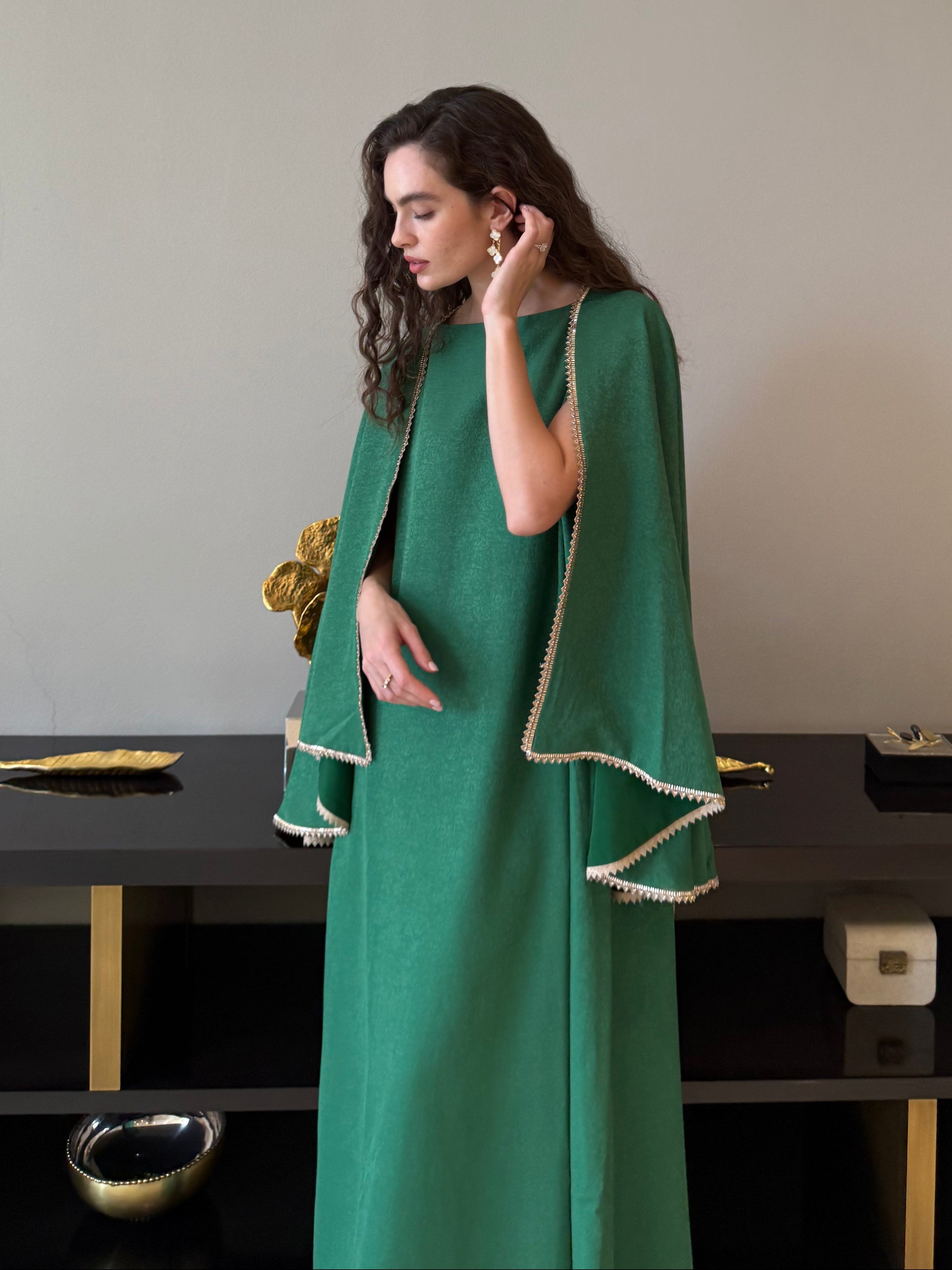 Ascia Cape Kaftan - Green