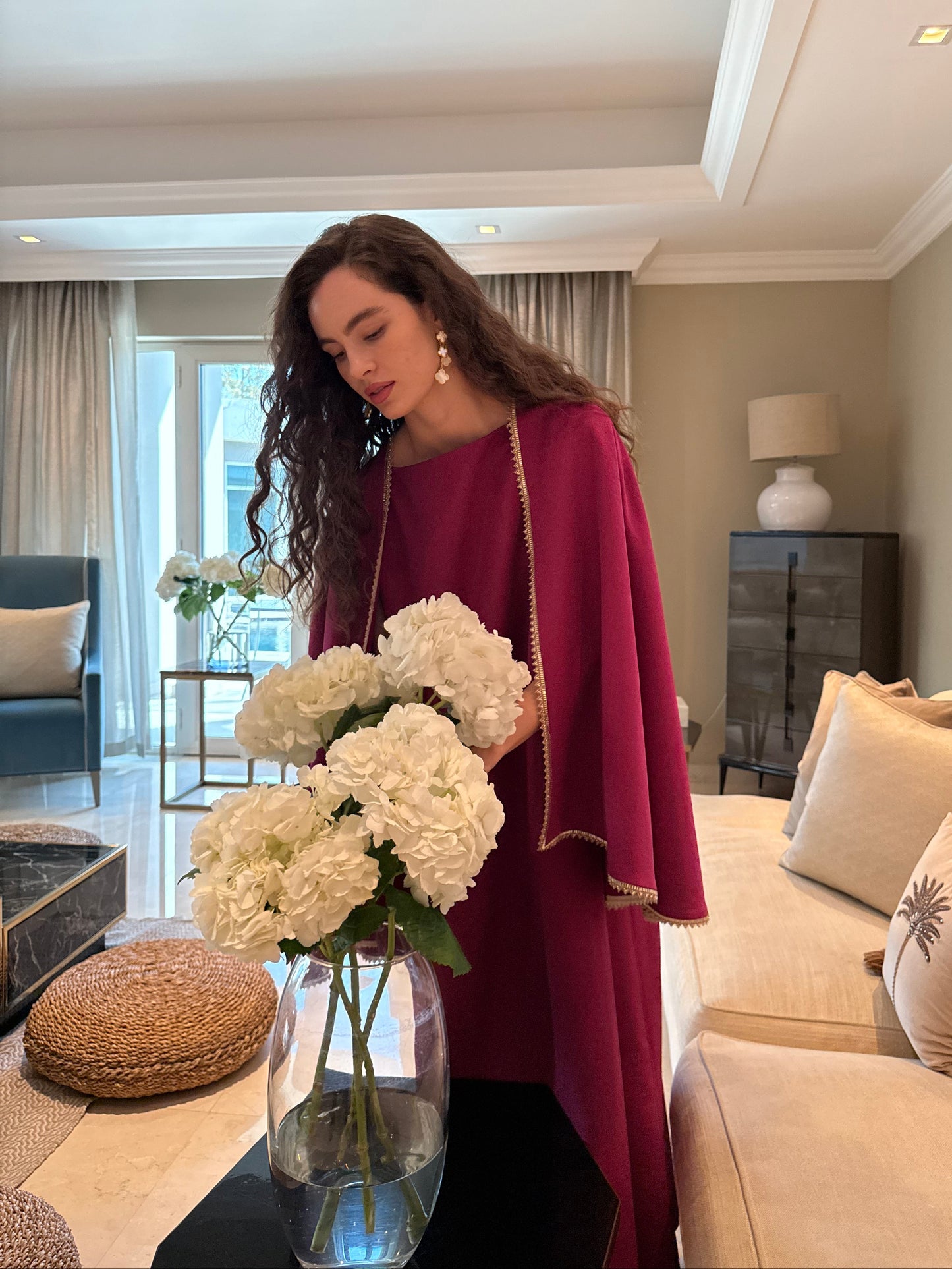 Ascia Cape Kaftan - Fuchsia