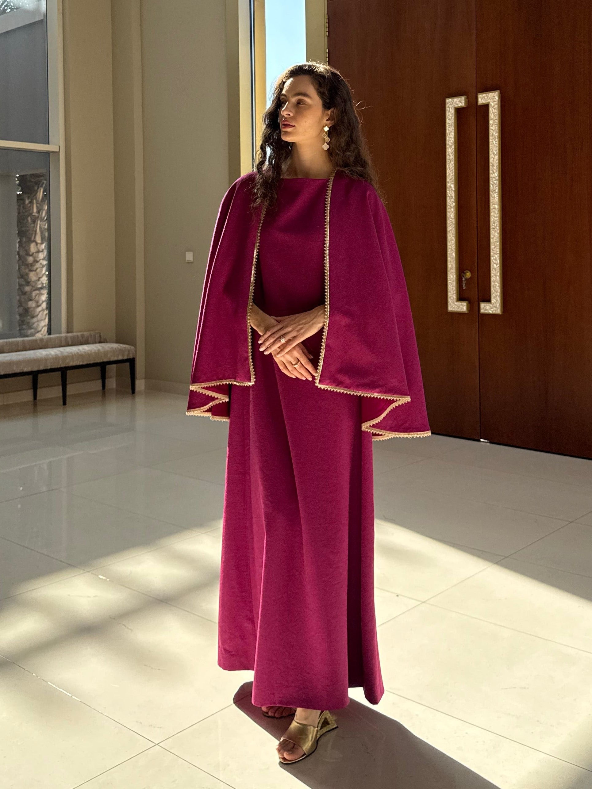 Ascia Cape Kaftan - Fuchsia