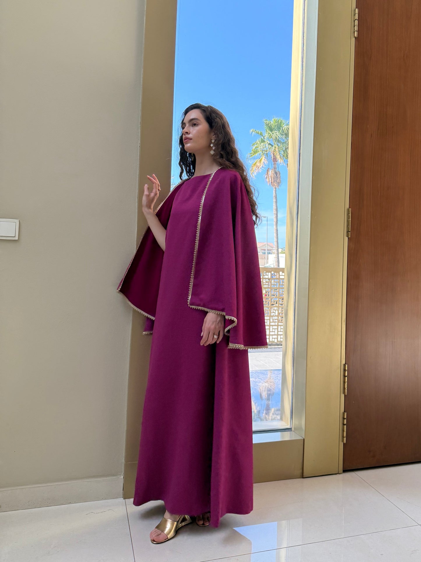 Ascia Cape Kaftan - Fuchsia