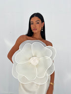 White Flower Top And Skirt - EDS025A
