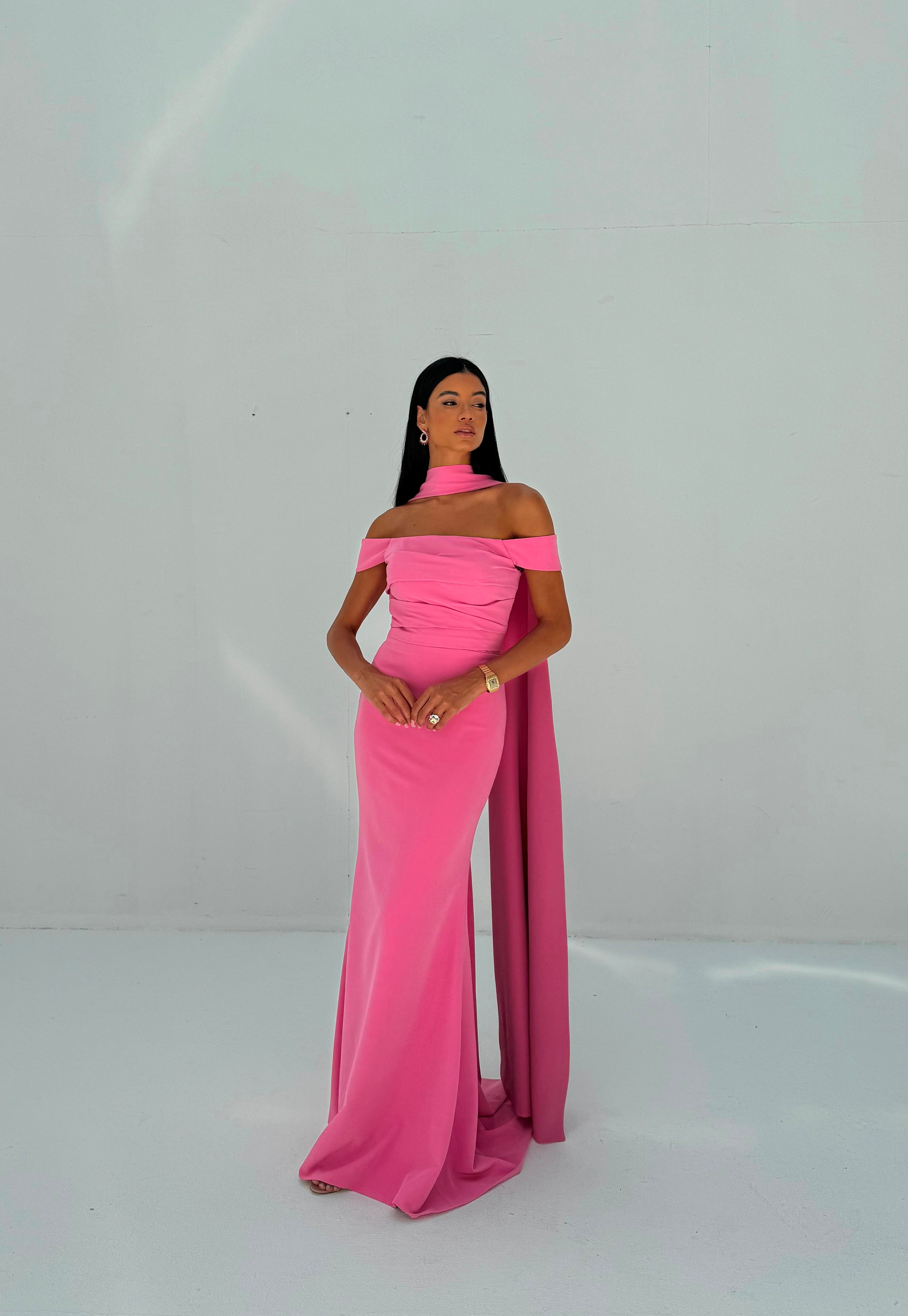 Pink Shawl Dress - EDS024