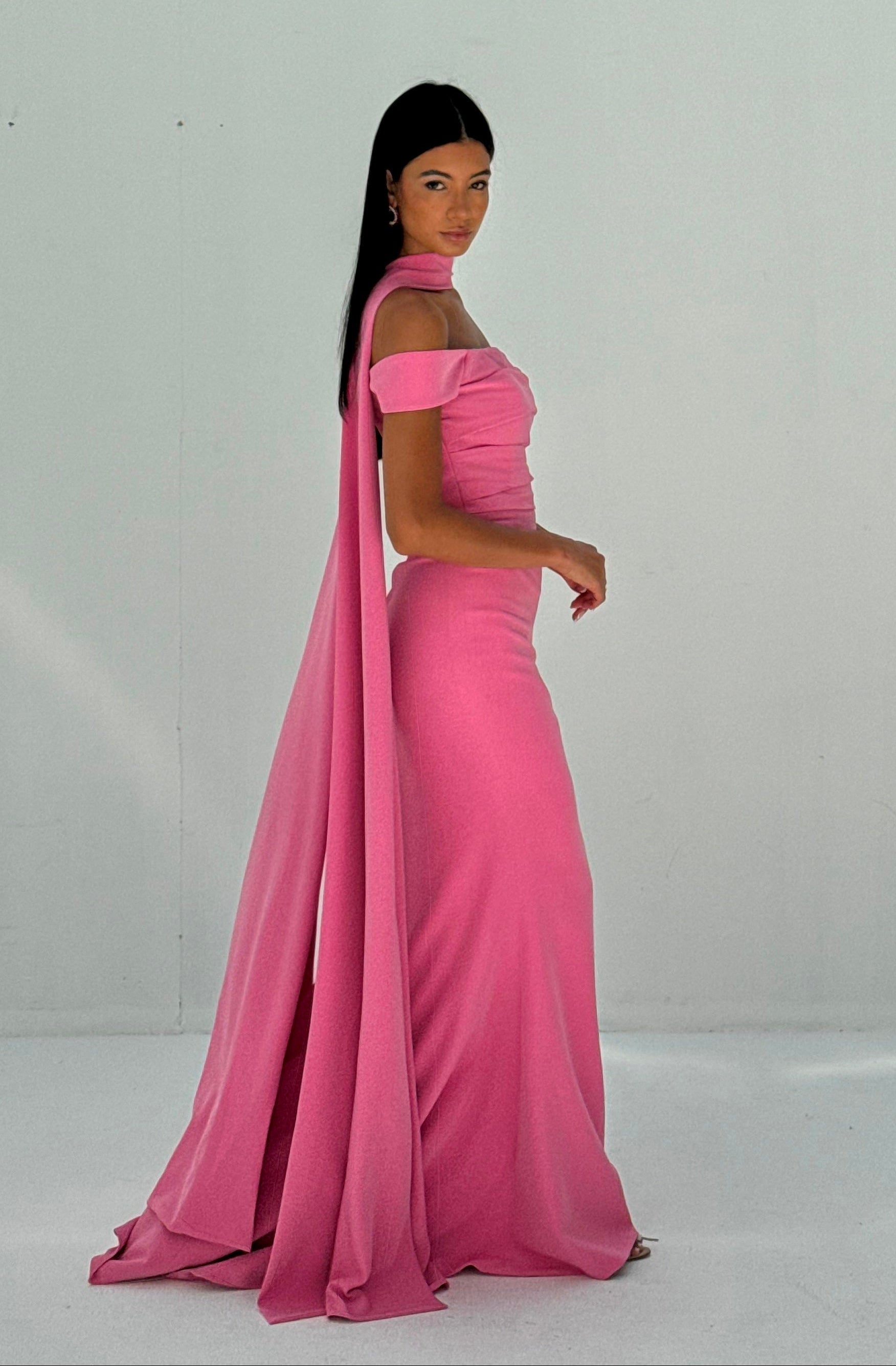 Pink Shawl Dress - EDS024