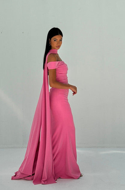 PINK SHAWL DRESS - EDS024