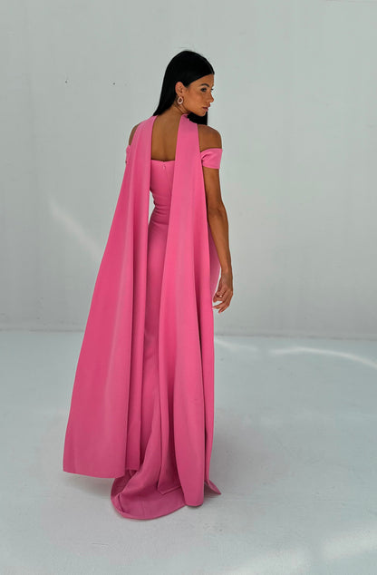 PINK SHAWL DRESS - EDS024