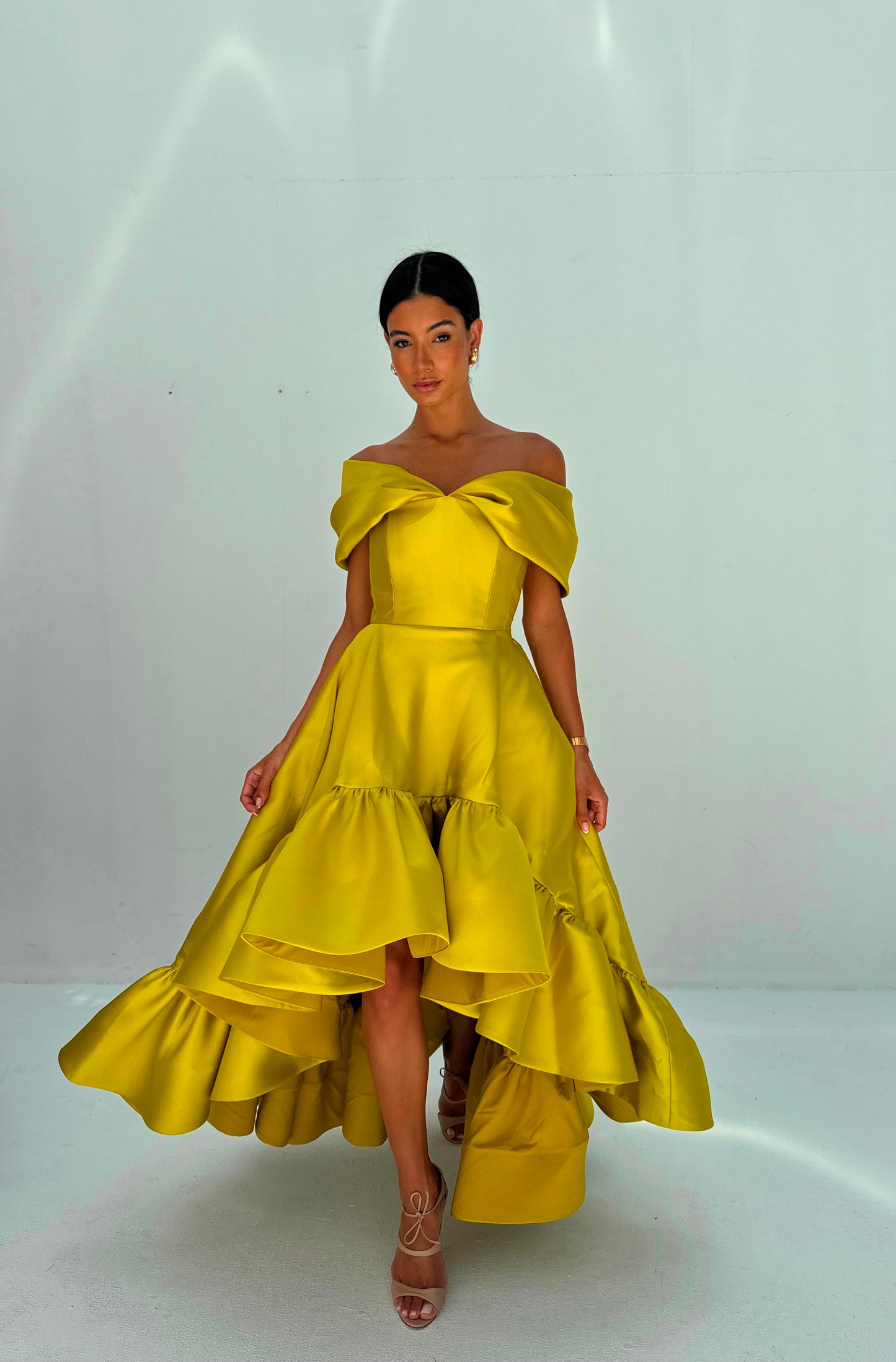 YELLOW OFF SHOULDER DRESS - EDS020B