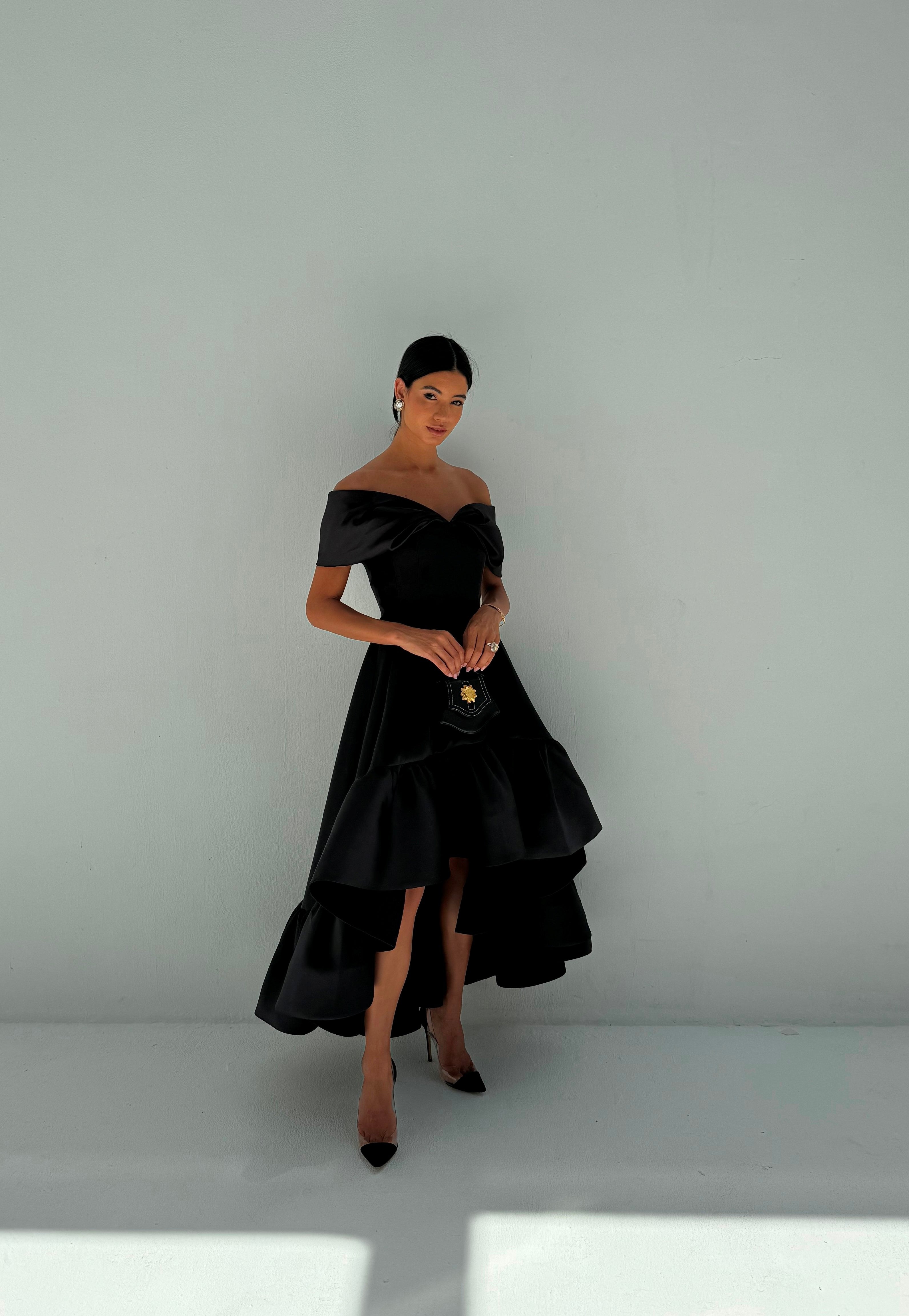 Black Off Shoulder Dress - EDS020A