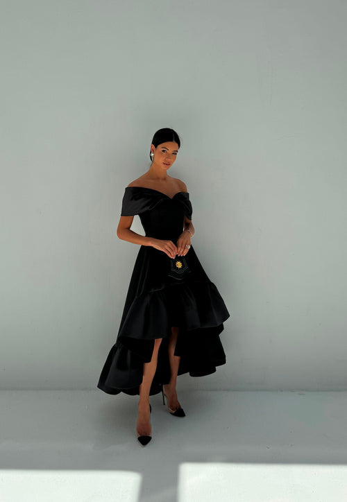 Black Off Shoulder Dress - EDS020A