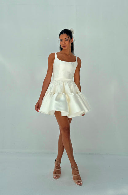 WHITE SHORT DRESS - EDS019A