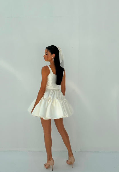 WHITE SHORT DRESS - EDS019A