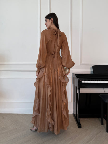 Rosette Dress - Gold