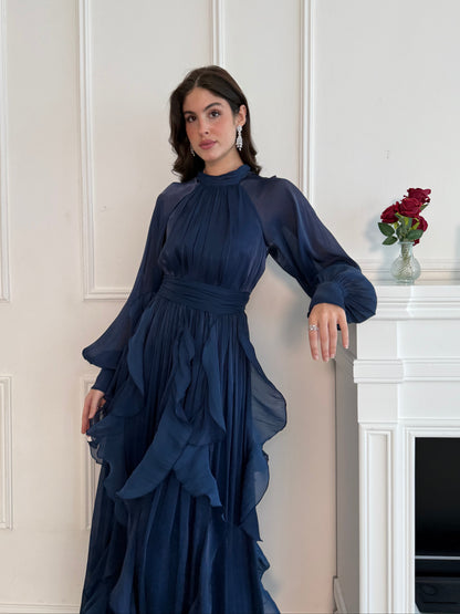 Rosette Dress - Blue