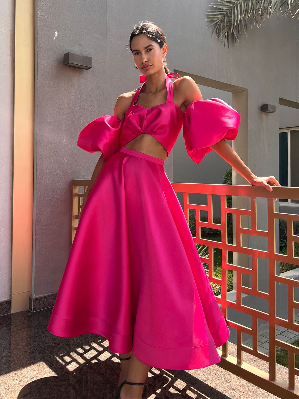 Fuschia Top And Skirt Set