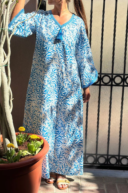 Blue Kaftan Leaves