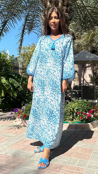 Blue Kaftan Leaves