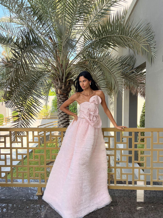 RUFFLED PINK TULLE DRESS